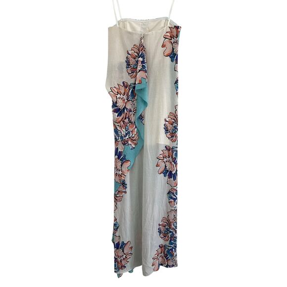 BCBG Floral Beach Strapless Maxi Dress Womens Sz 2 Vacation Coastal Fairy Whimsy - Picture 2 of 14
